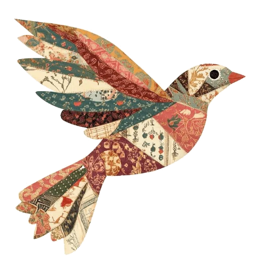quilt patterned bird illustration